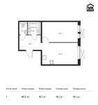 Планировка 1-комнатной квартиры, 42,3 м2