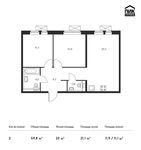 Планировка 2-комнатной квартиры, 59,8 м2
