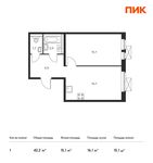 Планировка 1-комнатной квартиры, 42,2 м2
