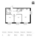 Планировка 2-комнатной квартиры, 60 м2
