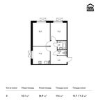 Планировка 2-комнатной квартиры, 52,1 м2