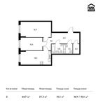 Планировка 2-комнатной квартиры, 64,7 м2