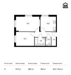 Планировка 2-комнатной квартиры, 51,9 м2