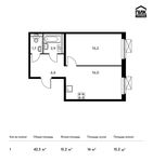 Планировка 1-комнатной квартиры, 42,3 м2