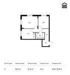 Планировка 2-комнатной квартиры, 52,4 м2