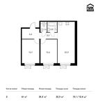 Планировка 2-комнатной квартиры, 61 м2