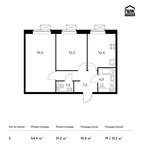 Планировка 2-комнатной квартиры, 54,4 м2