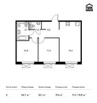 Планировка 2-комнатной квартиры, 56,7 м2