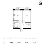 Планировка 1-комнатной квартиры, 33,8 м2