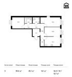 Планировка 3-комнатной квартиры, 83,6 м2
