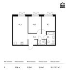 Планировка 2-комнатной квартиры, 52,6 м2