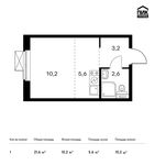 Планировка квартиры студии, 21,6 м2