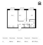 Планировка 2-комнатной квартиры, 54,4 м2