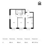 Планировка 2-комнатной квартиры, 58,1 м2