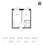 Планировка 1-комнатной квартиры, 35,7 м2