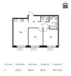 Планировка 2-комнатной квартиры, 57,4 м2