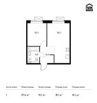 Планировка 1-комнатной квартиры, 37,6 м2