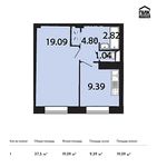 Планировка 1-комнатной квартиры, 37,5 м2