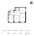 Планировка 3-комнатной квартиры, 67,3 м2