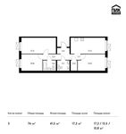 Планировка 3-комнатной квартиры, 76 м2