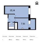 Планировка 1-комнатной квартиры, 30,6 м2