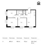 Планировка 3-комнатной квартиры, 68,3 м2