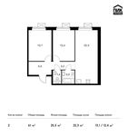 Планировка 2-комнатной квартиры, 61 м2