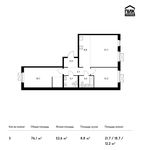 Планировка 3-комнатной квартиры, 76,1 м2