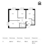 Планировка 3-комнатной квартиры, 66,4 м2