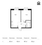 Планировка 1-комнатной квартиры, 41,2 м2