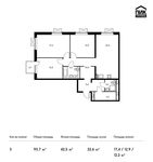 Планировка 3-комнатной квартиры, 93,7 м2