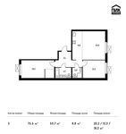 Планировка 3-комнатной квартиры, 75,5 м2