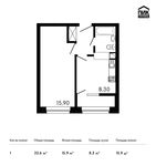 Планировка 1-комнатной квартиры, 33,6 м2
