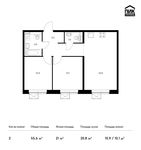 Планировка 2-комнатной квартиры, 55,6 м2