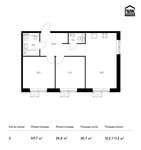 Планировка 2-комнатной квартиры, 59,7 м2