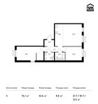 Планировка 3-комнатной квартиры, 76,1 м2