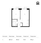 Планировка 1-комнатной квартиры, 35,7 м2