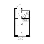 Планировка квартиры студии, 19 м2
