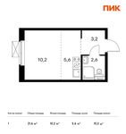 Планировка квартиры студии, 21,6 м2