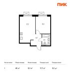 Планировка 1-комнатной квартиры, 40 м2