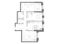 Планировка 3-комнатной квартиры, 86,59 м2