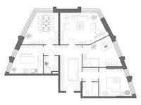Планировка 4-комнатной квартиры, 106,52 м2