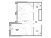 Планировка 1-комнатной квартиры, 68,14 м2