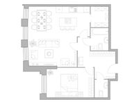 Планировка 1-комнатной квартиры, 68,25 м2