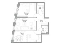 Планировка 1-комнатной квартиры, 69,52 м2