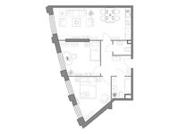Планировка 1-комнатной квартиры, 73,92 м2