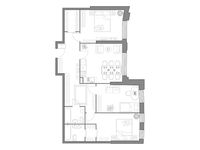 Планировка 1-комнатной квартиры, 99,12 м2