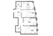 Планировка 3-комнатной квартиры, 88,07 м2
