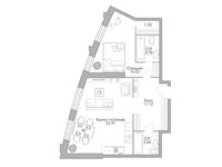 Планировка 2-комнатной квартиры, 61,61 м2