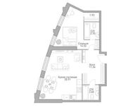 Планировка 2-комнатной квартиры, 61,83 м2
